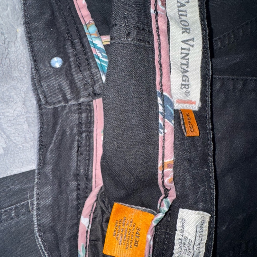 Tailor Vintage Black Jeans with Pink Trim